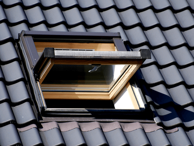 Open skylight in a metal roof
