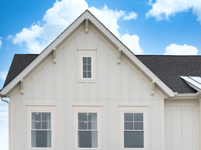 Close up view of home with new siding
