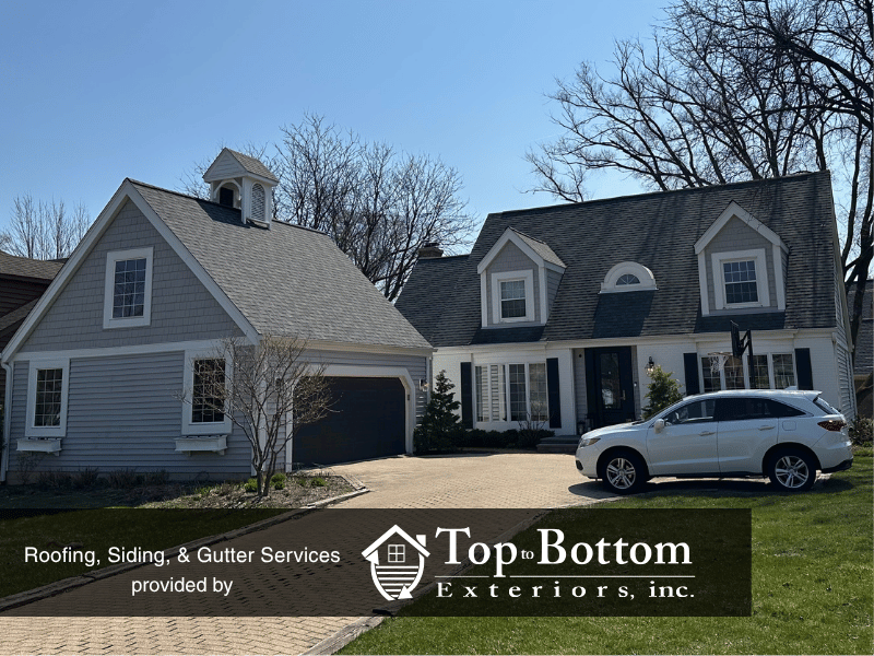 Wheaton home after full roof, siding, and gutter storm damage restoration from Top to Bottom Exteriors